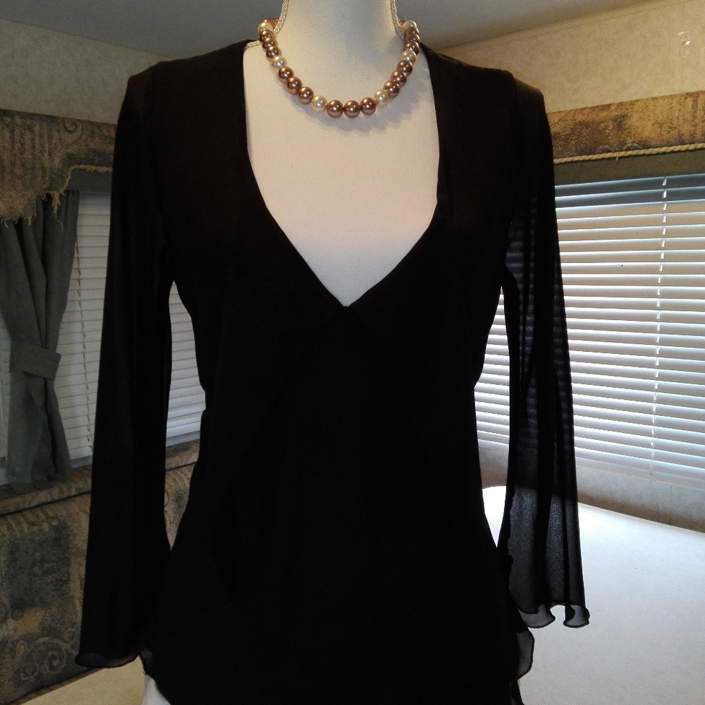 Worthington Black Size 8 Long Sleeves Women's Tops